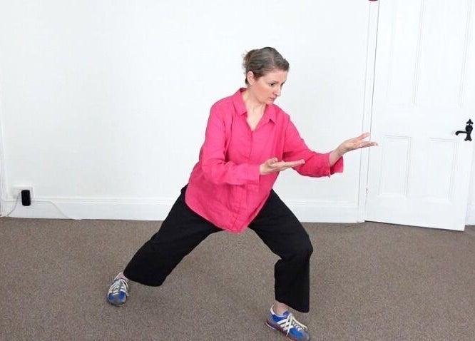 Participant practicing Tai Chi at Earth Balance Tai Chi via Zoom, England, GB.