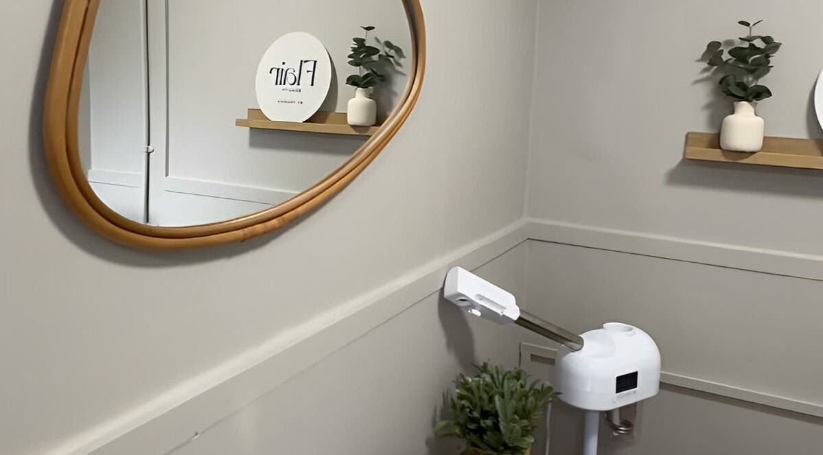 Elegant interior at Flair Beauty by Frankie, Hemingfield, England, featuring a stylish mirror and decor.