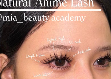 Close-up of anime-style mink lashes at MIA Beauty & Academy, Thành phố Hồ Chí Minh, VN.
