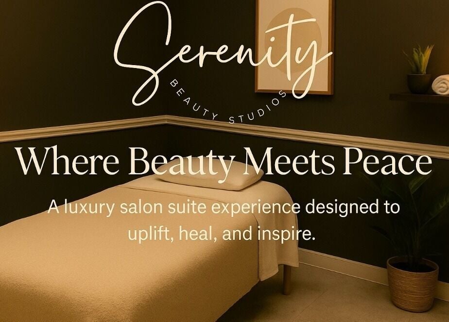 Cozy treatment room at Serenity Beauty Studios, Snellville, Georgia, US. Calming candles and plush massage bed.