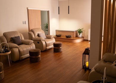 Relaxing lounge with plush chairs at Warin Spa วารินสปา in Chang Wat Tak, Chang Wat Tak, TH.