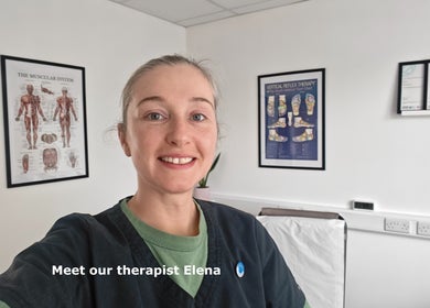 Therapist Elena at LGholistic clinic, Limerick, IE in a welcoming therapy room.