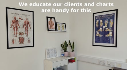 Educational charts in therapy room at LGholistic complementary and physical therapies clinic, Limerick, County Limerick, IE.
