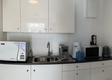 Sterilization area at Blackrock Podiatry Clinic, Dundalk, County Louth, IE. Features modern cleaning equipment.