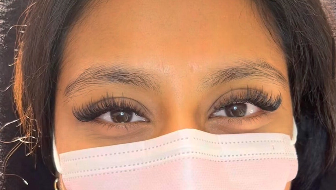 Close-up of elegant eyelash extensions at Rm Lashes, London, England, GB.