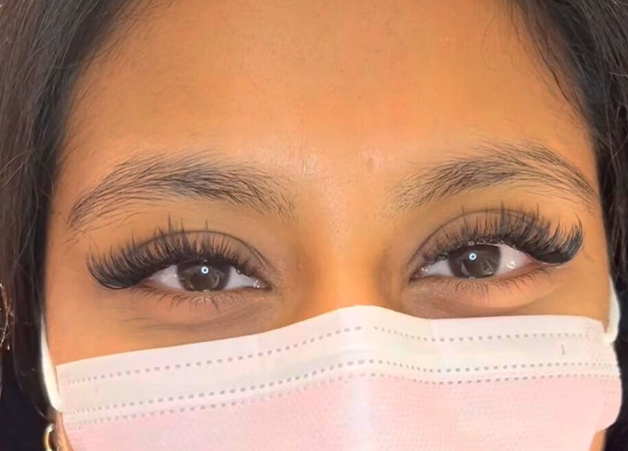Close-up of elegant eyelash extensions at Rm Lashes, London, England, GB.