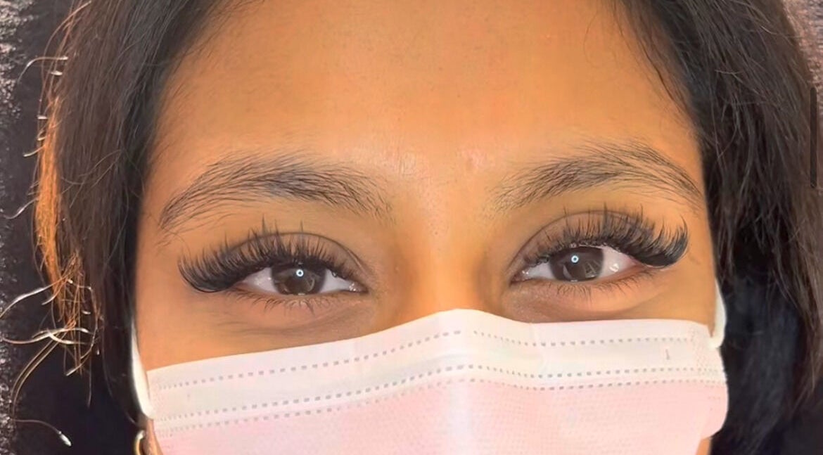 Close-up of elegant eyelash extensions at Rm Lashes, London, England, GB.