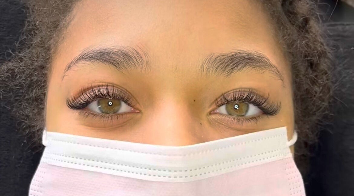 Close-up of elegant eyelash extension at Rm Lashes, London, England, GB.