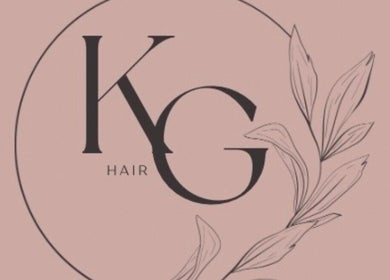 Elegant KG Hair logo featuring leaves, representing the salon in Newport, Wales, GB.