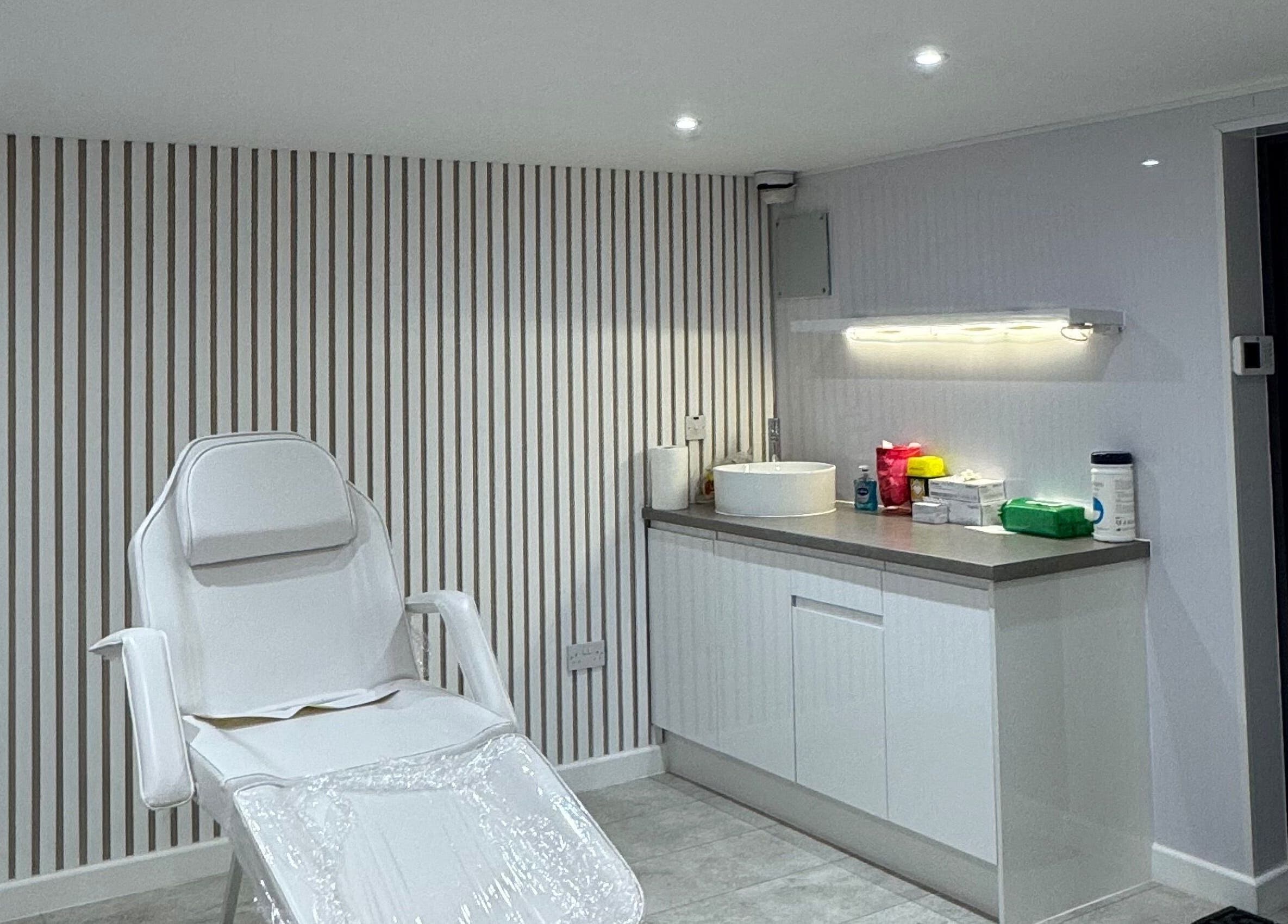 Chic treatment room at MP Skinthetics - Nicholson & Keep Pharmacy, Gravesend, Kent, Gravesend, England, GB.