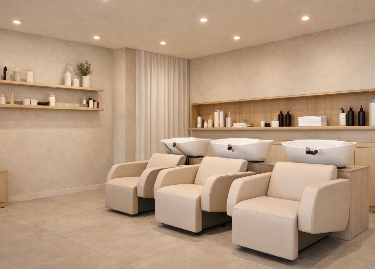 Κομψό κομμωτήριο Hair στην Κηφισιά, GR με άνετες καρέκλες λούσιμο.