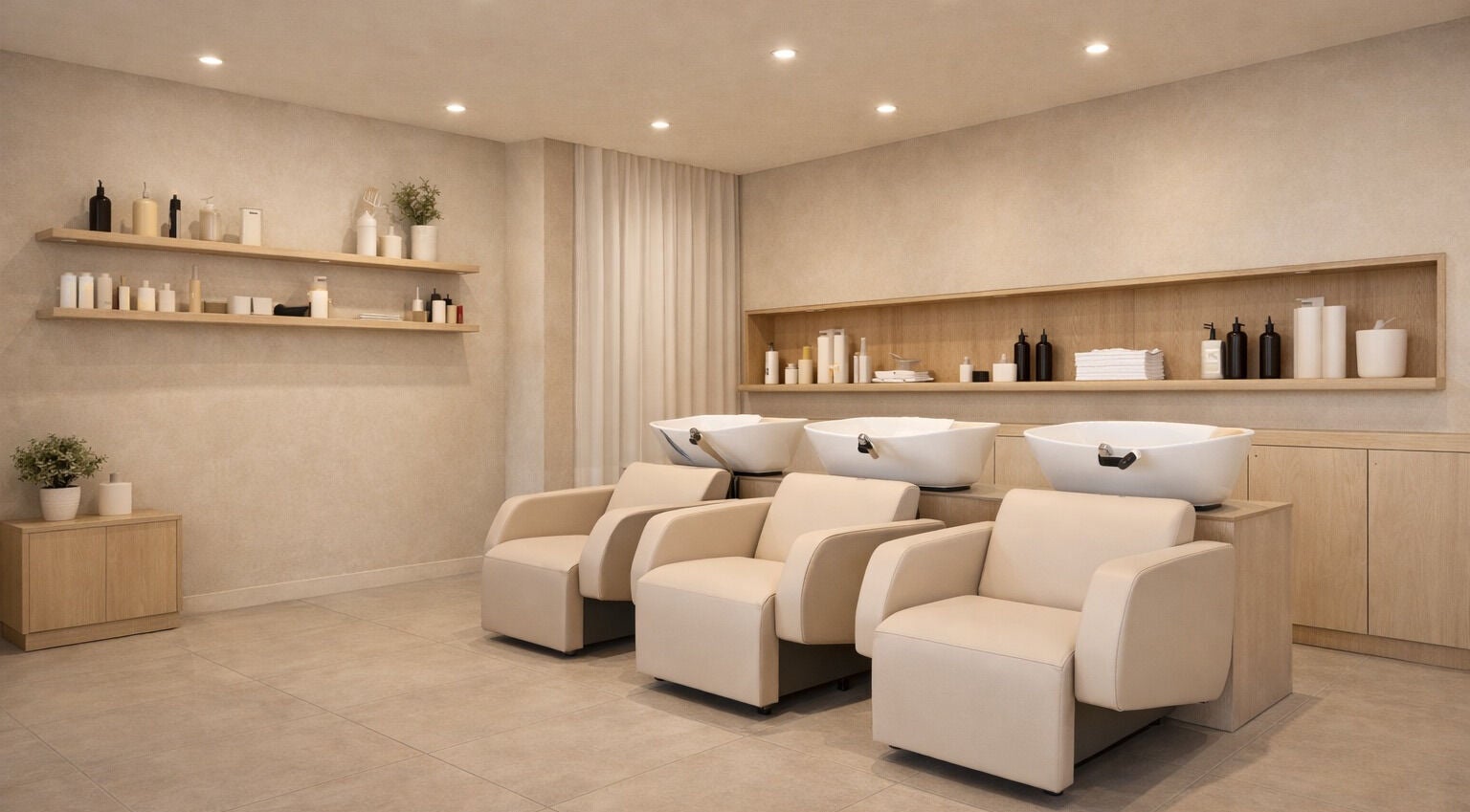 Κομψό κομμωτήριο Hair στην Κηφισιά, GR με άνετες καρέκλες λούσιμο.