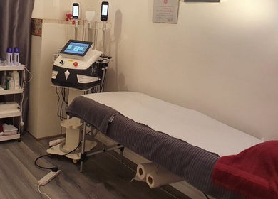 Relaxing spa room at Pupa Beauty Body Treatments in Weeting, England, GB with modern equipment.