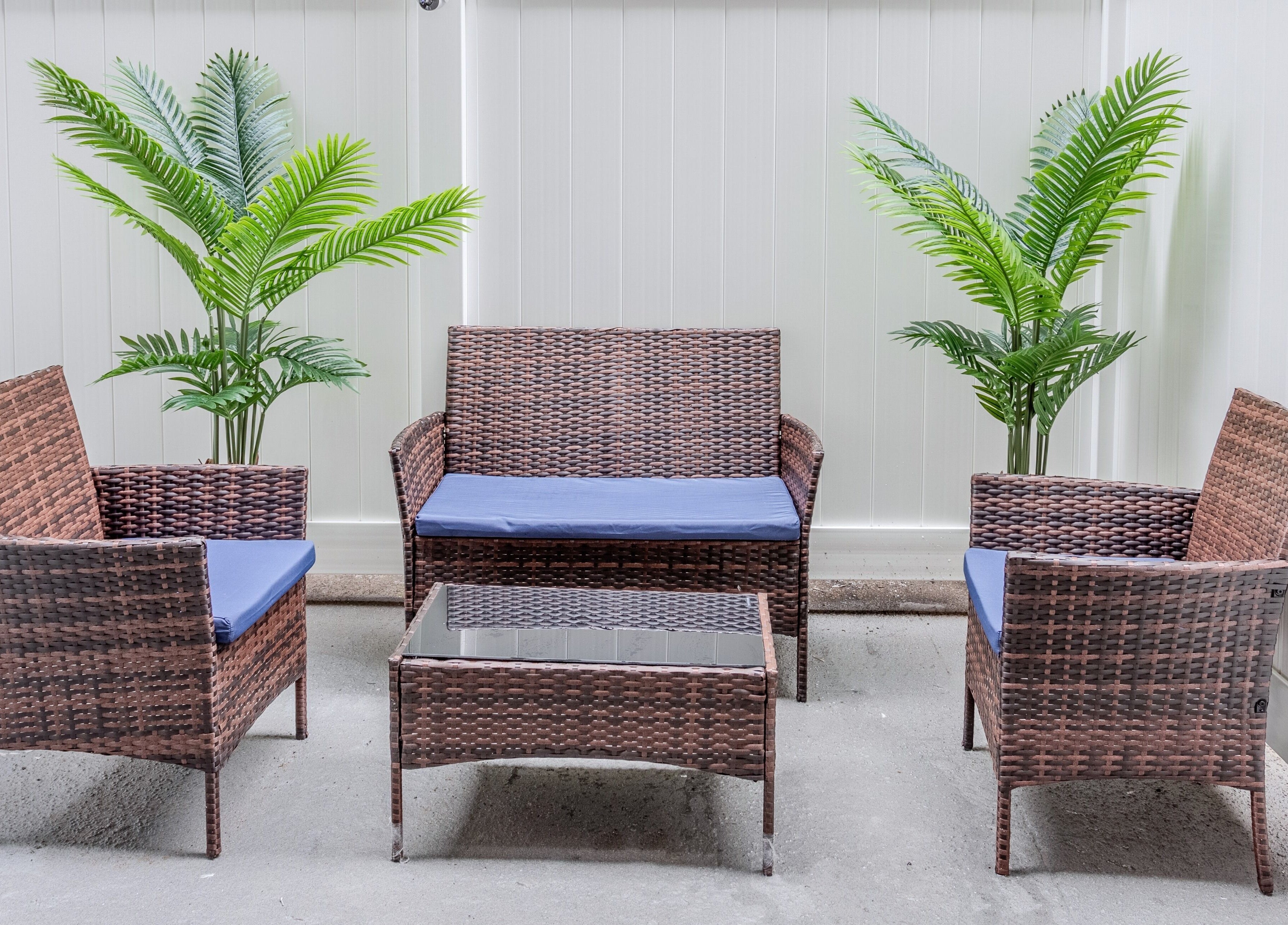 Relaxing patio seating at Fabio's Hair and Color Studio, New York, New York, US.