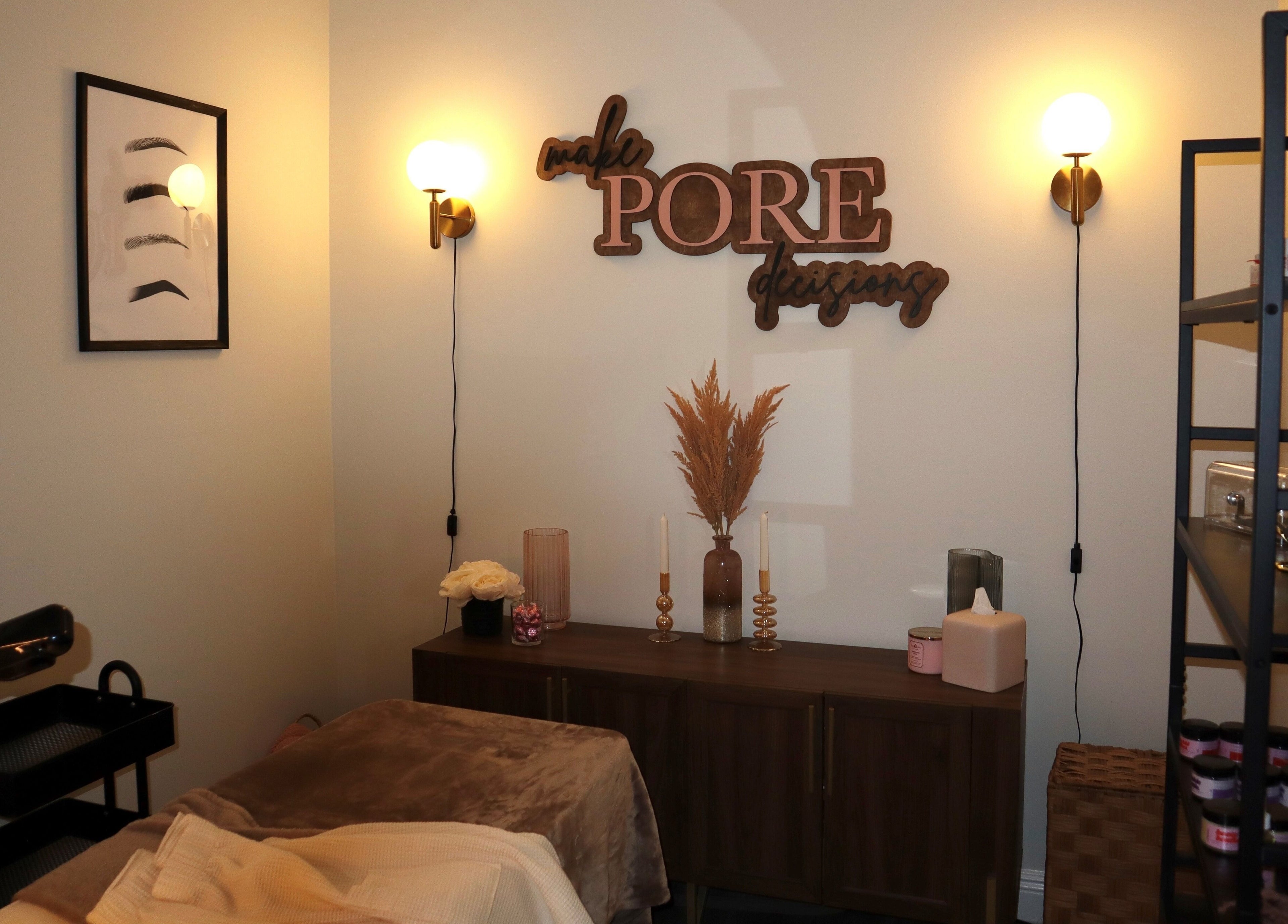 Relaxing treatment room at Haus of Allure in Phoenix, Arizona, US, with soothing decor and ambient lighting.