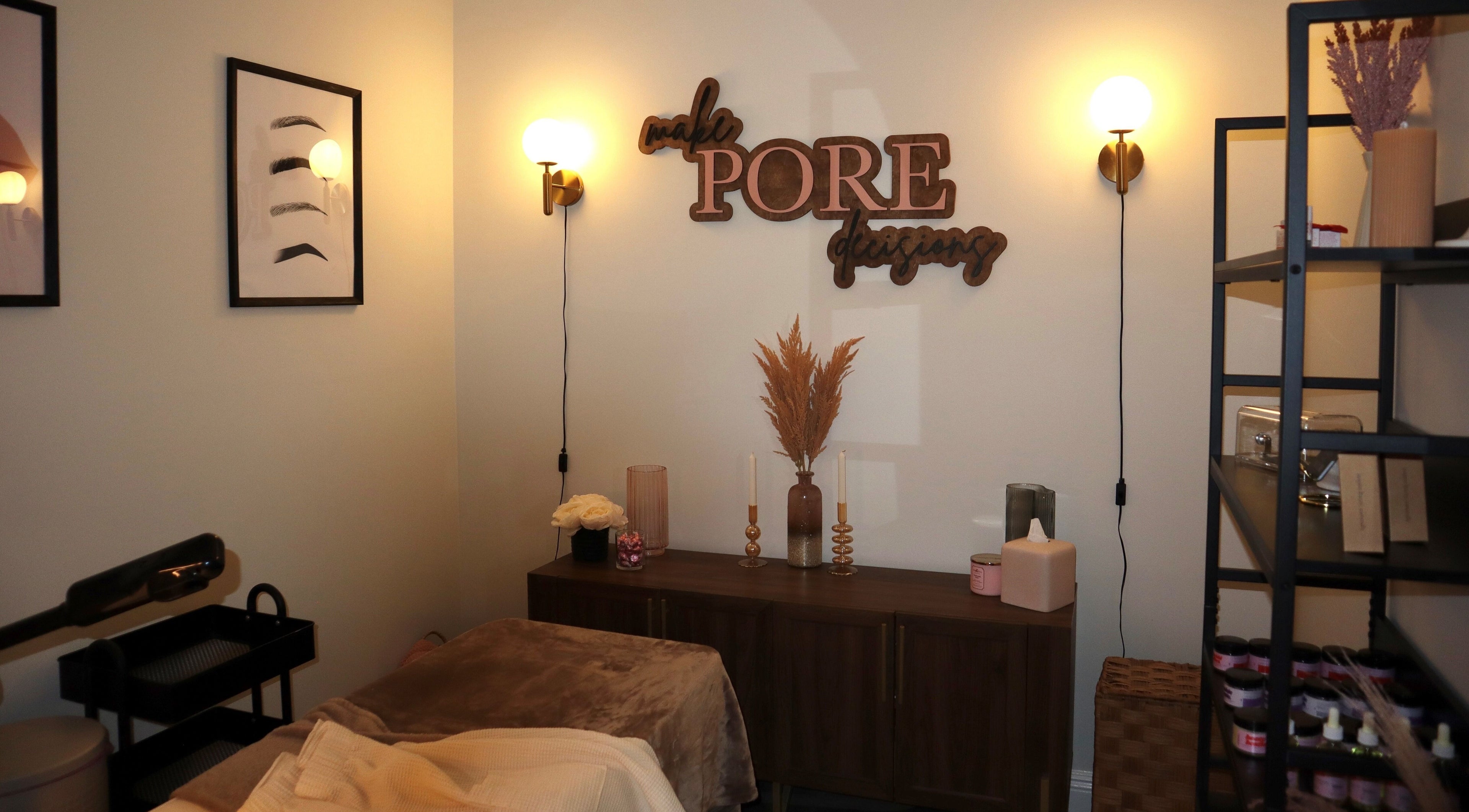 Relaxing treatment room at Haus of Allure in Phoenix, Arizona, US, with soothing decor and ambient lighting.