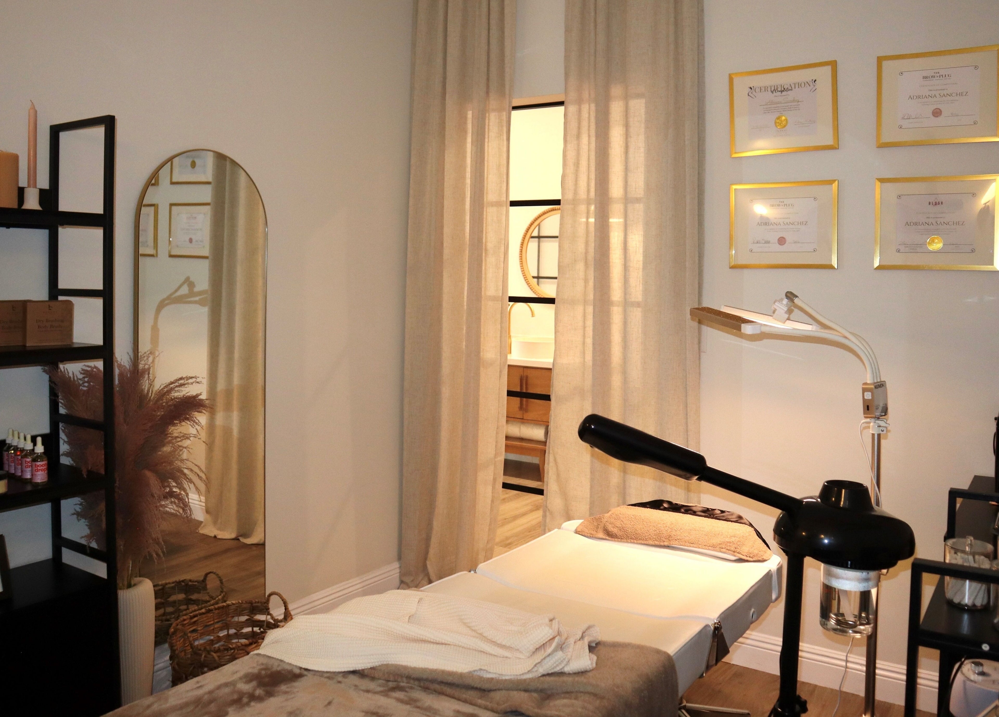 Tranquil treatment room at Haus of Allure, Phoenix, Arizona, US, showcasing a cozy ambiance and decor.