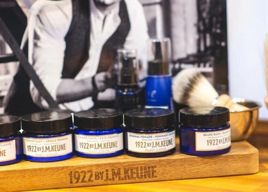 Premium grooming products at Be The Man Barber, Melbourne, Victoria, AU, showcasing luxury hair and beard care.