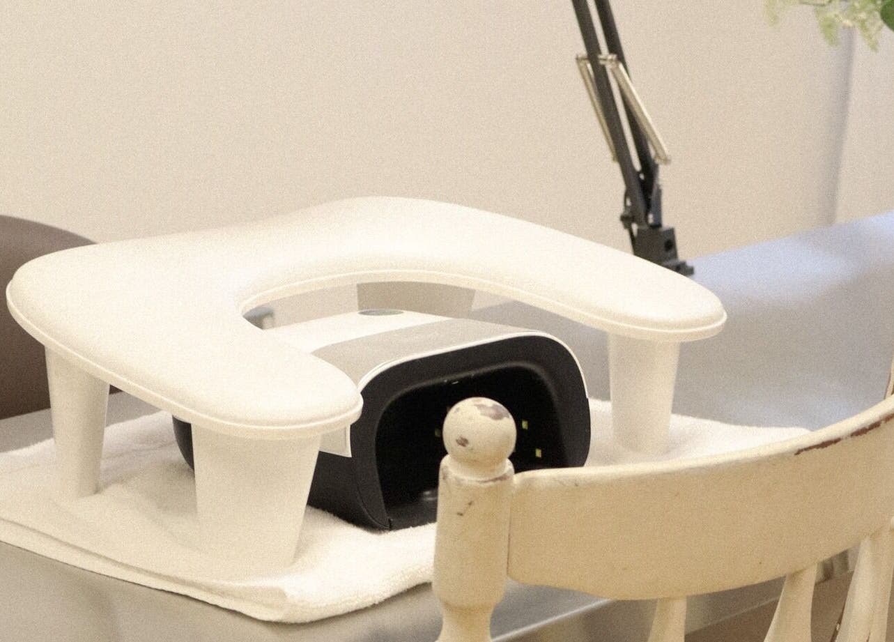 Manicure station at Set Studio, Manchester, GB offering professional nail services.