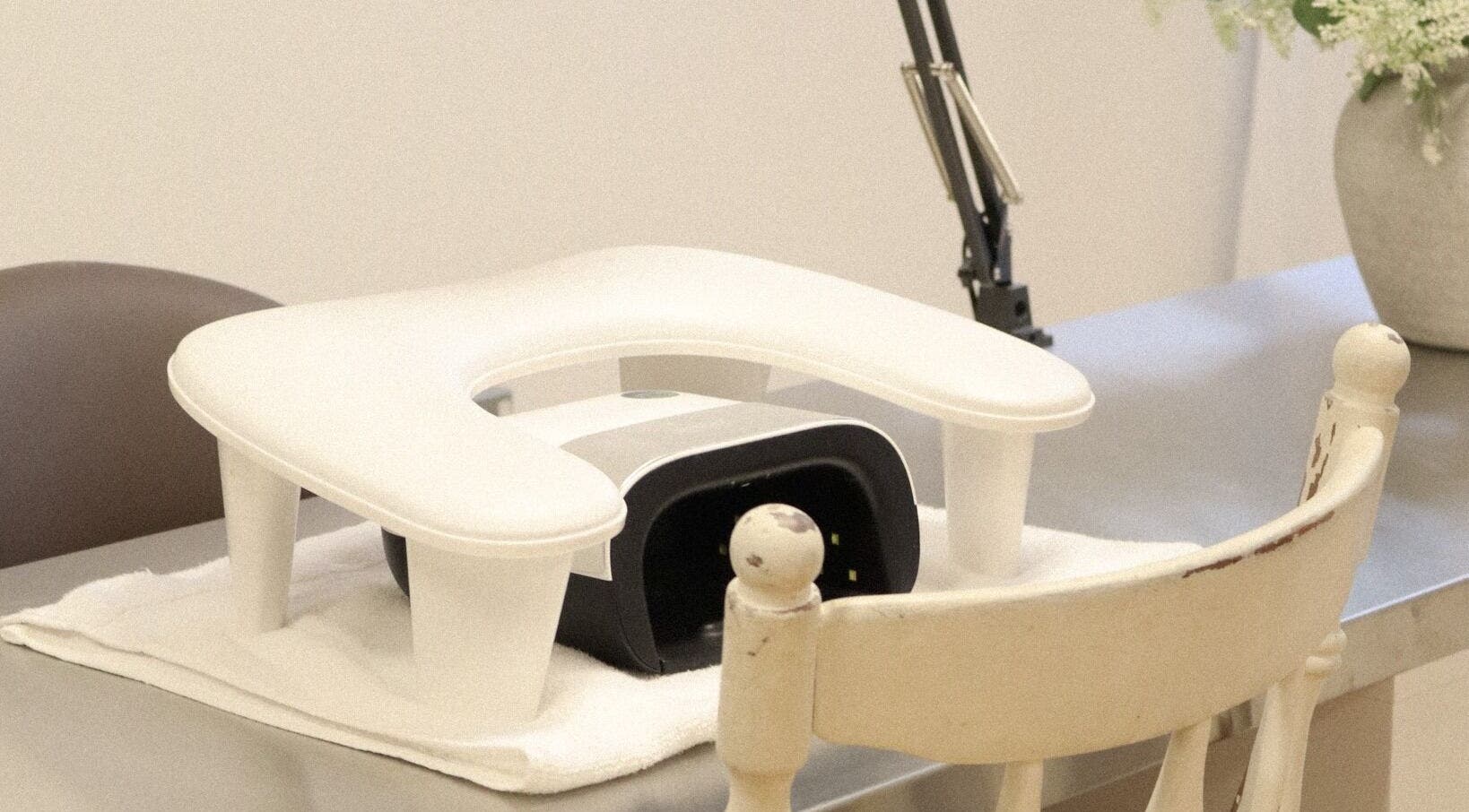 Manicure station at Set Studio, Manchester, GB offering professional nail services.