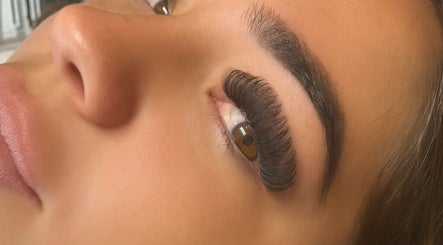 Close-up of voluminous eyelash extensions from Atelier in Stockton-on-tees, England, GB, enhancing eye beauty.