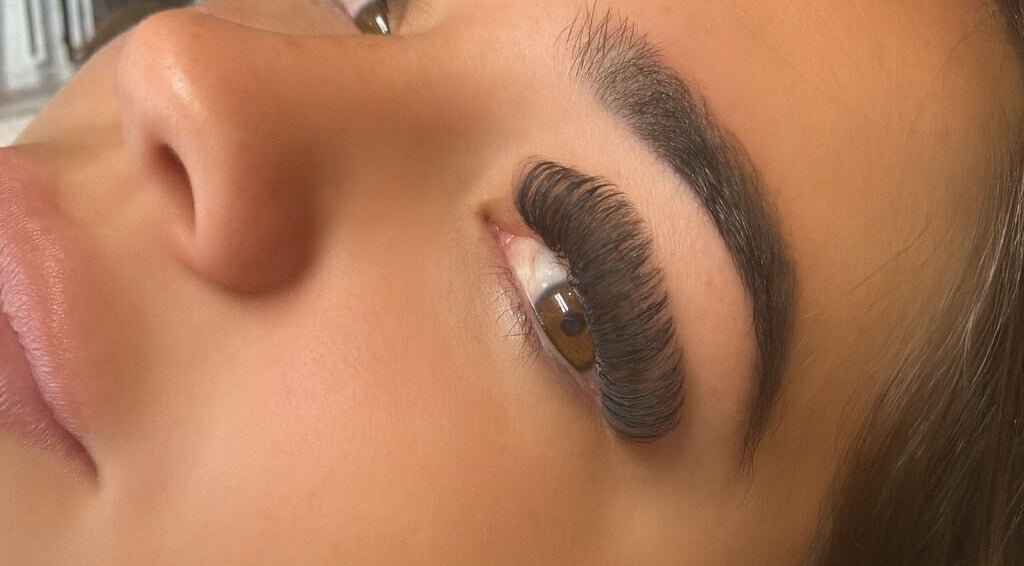 Close-up of voluminous eyelash extensions at Atelier, Stockton-on-Tees, England, GB.
