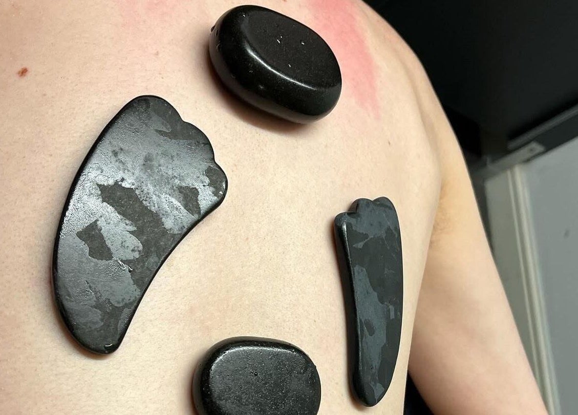 Hot stone therapy at Atelier, Stockton-on-tees, England, GB enhances relaxation.