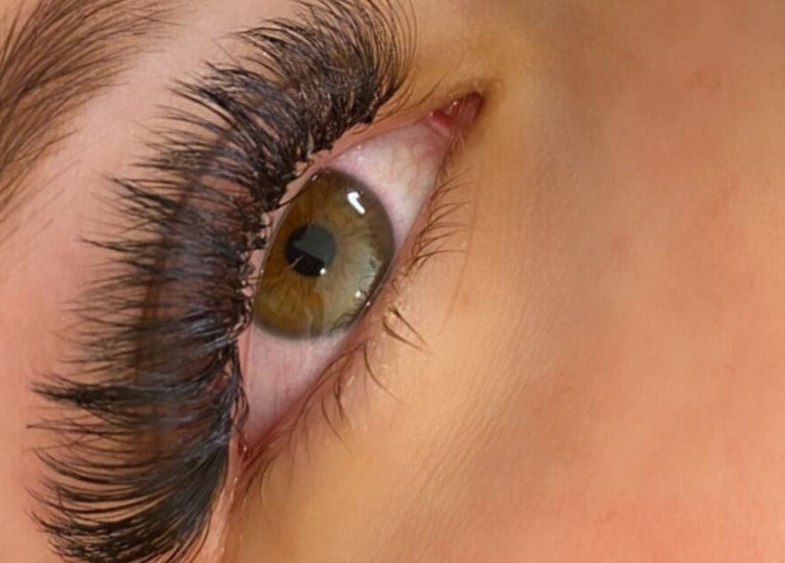 Close-up of lush eyelash extensions at La Chay Studio, Mansfield, Victoria, AU.