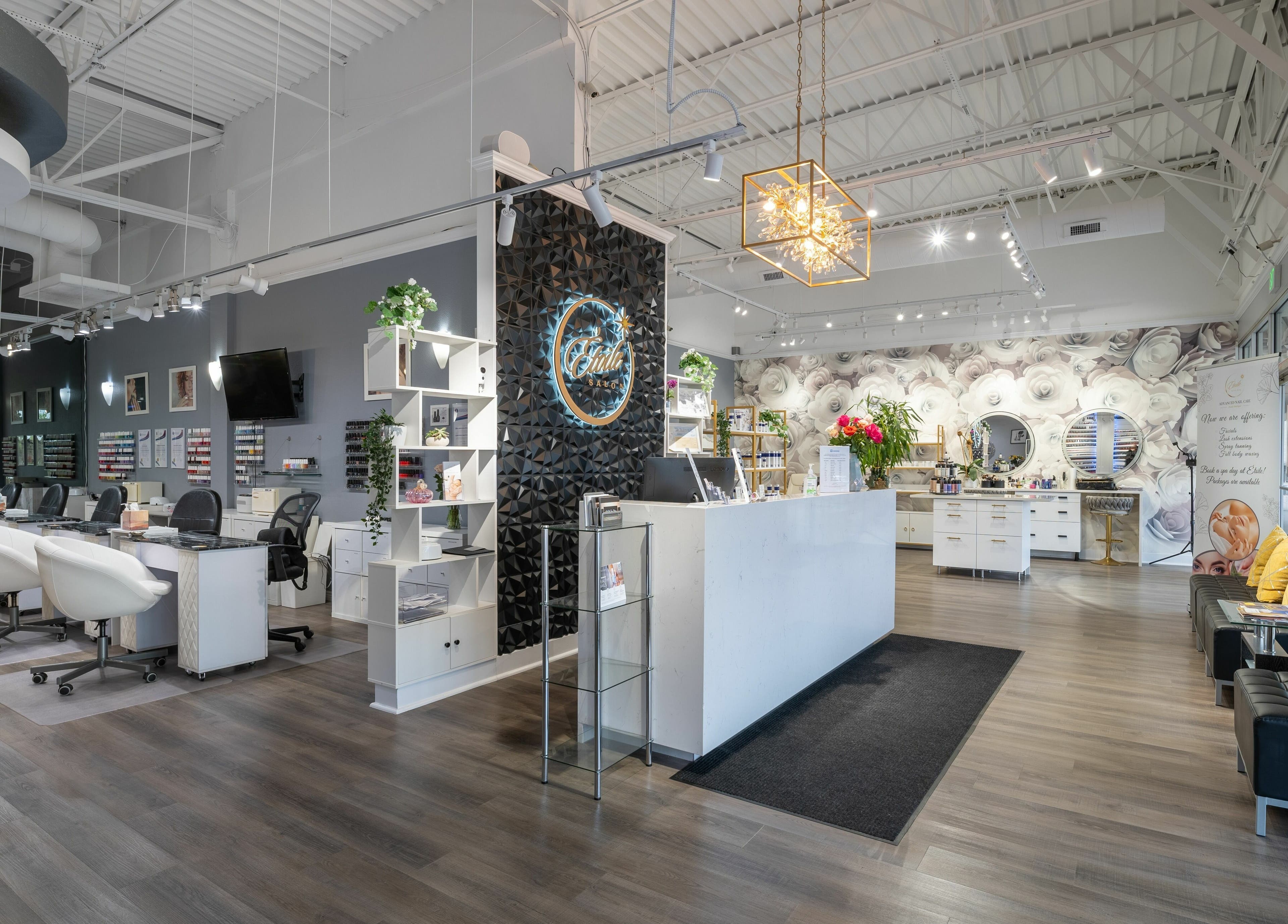 Modern interior of Etoile Salon - Advanced Nail Care & Beauty Boutique in Denver, Colorado, US, showcasing decor.