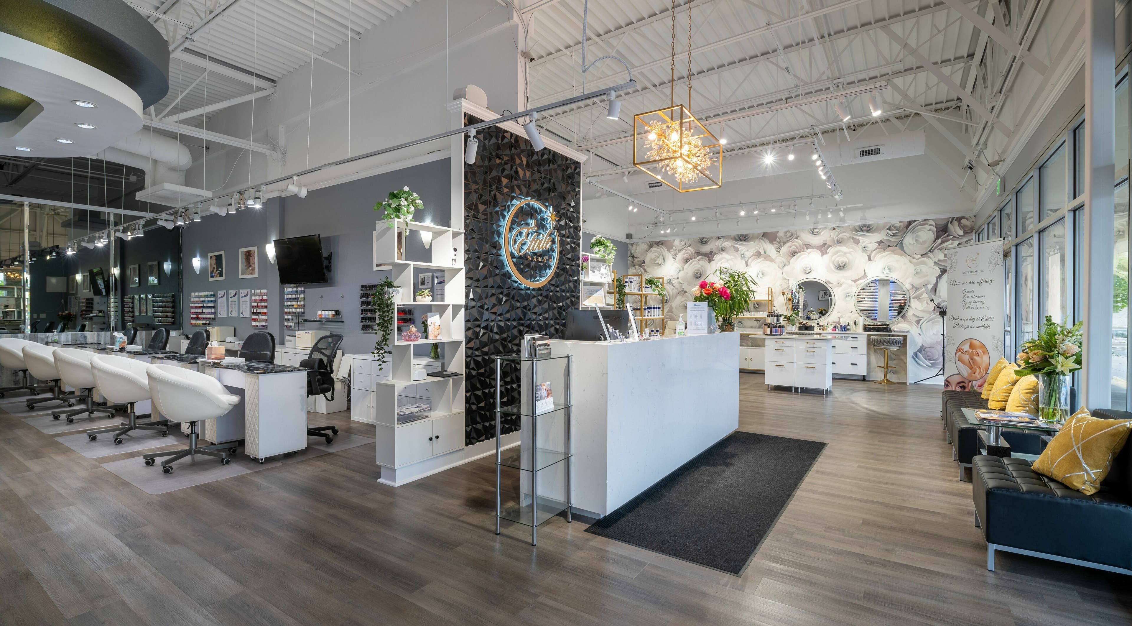 Modern interior of Etoile Salon - Advanced Nail Care & Beauty Boutique in Denver, Colorado, US, showcasing decor.