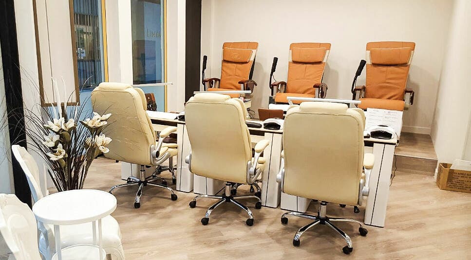 Luxurious pedicure chairs at Lvo Beauty Lounge, Victoria Park, Western Australia, AU, offering a serene atmosphere.