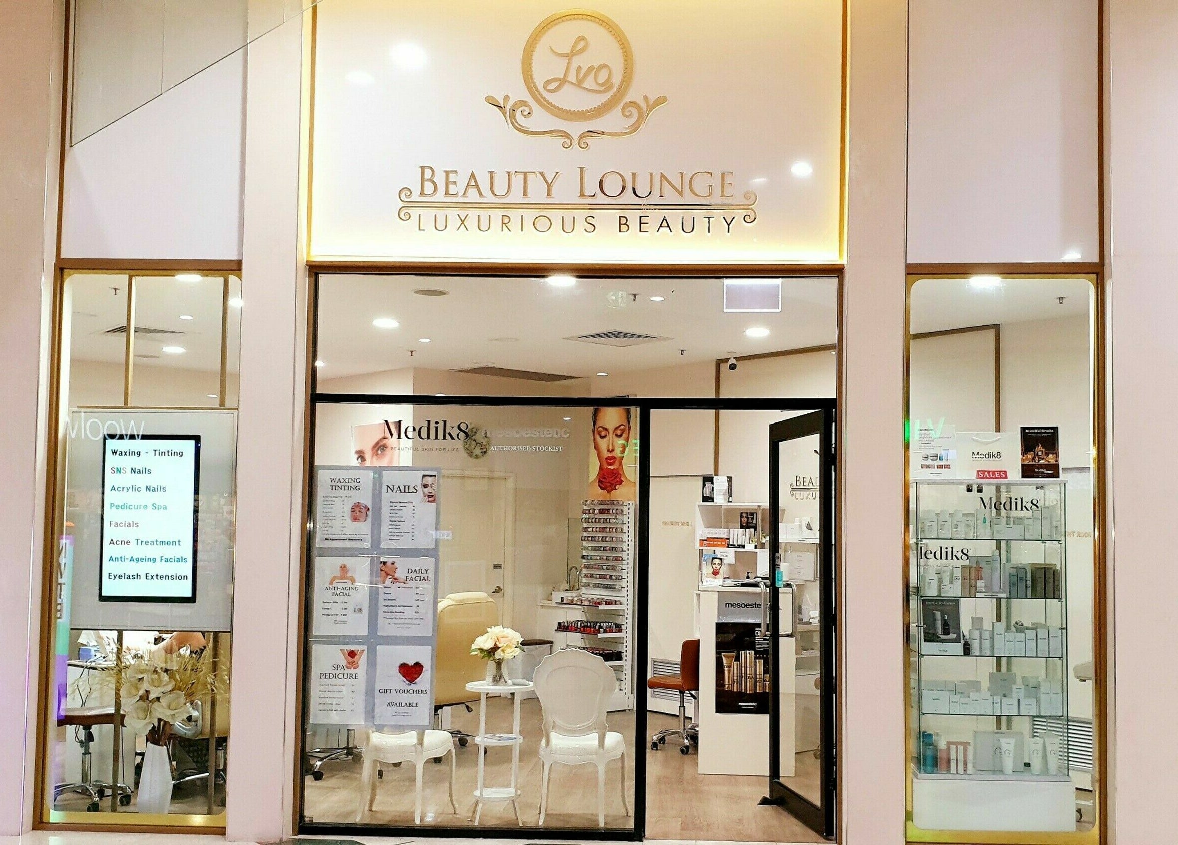 Entrance of Lvo Beauty Lounge in Victoria Park, Western Australia, AU showcasing elegant design and beauty services.