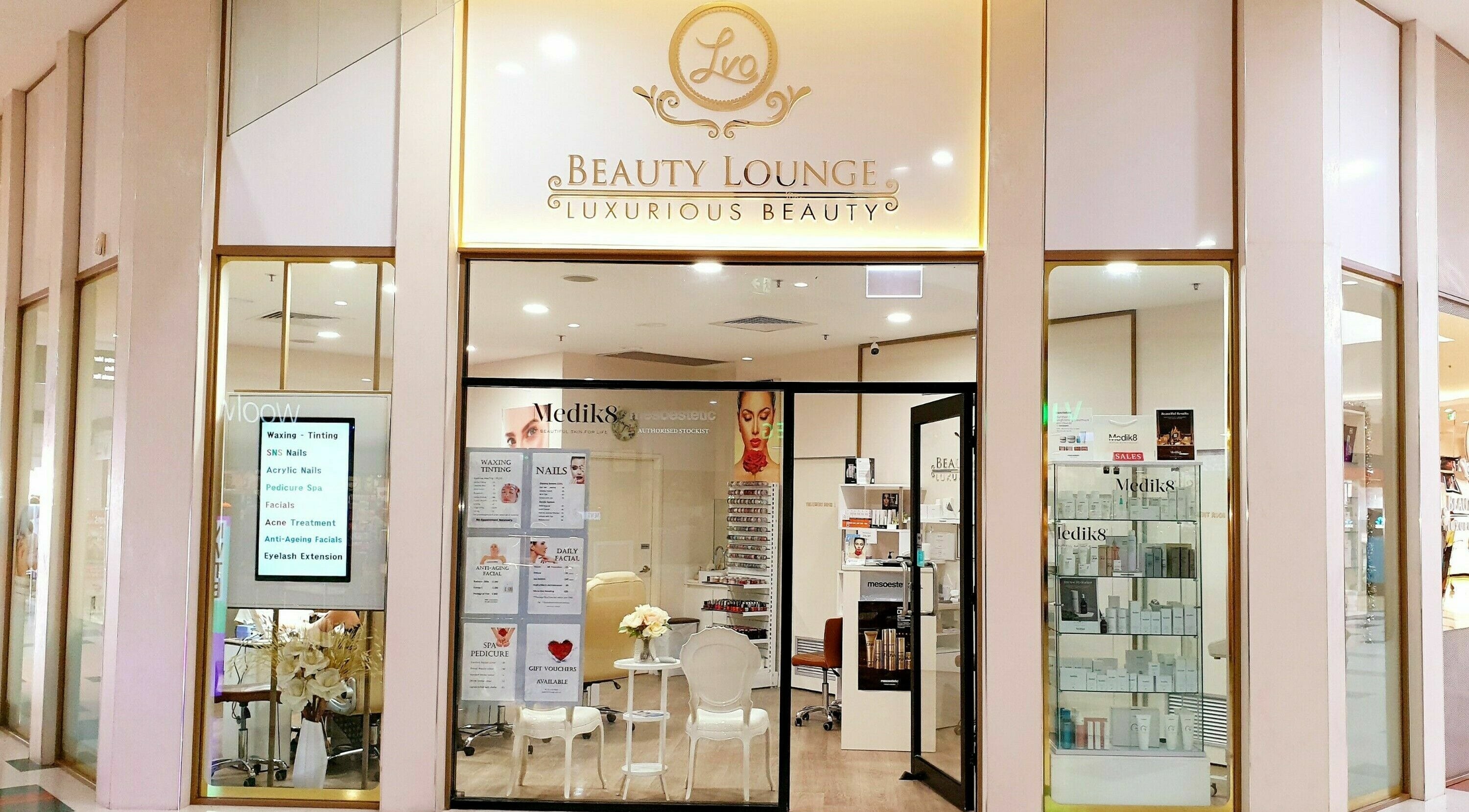 Entrance of Lvo Beauty Lounge in Victoria Park, Western Australia, AU showcasing elegant design and beauty services.