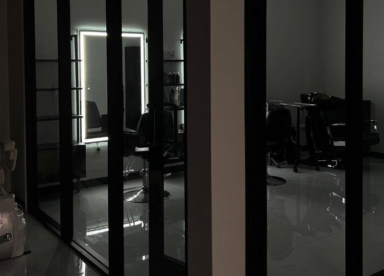 Modern salon interior at Ombré Terrace ™, Torrance, California, US, showcasing sleek design and elegance.