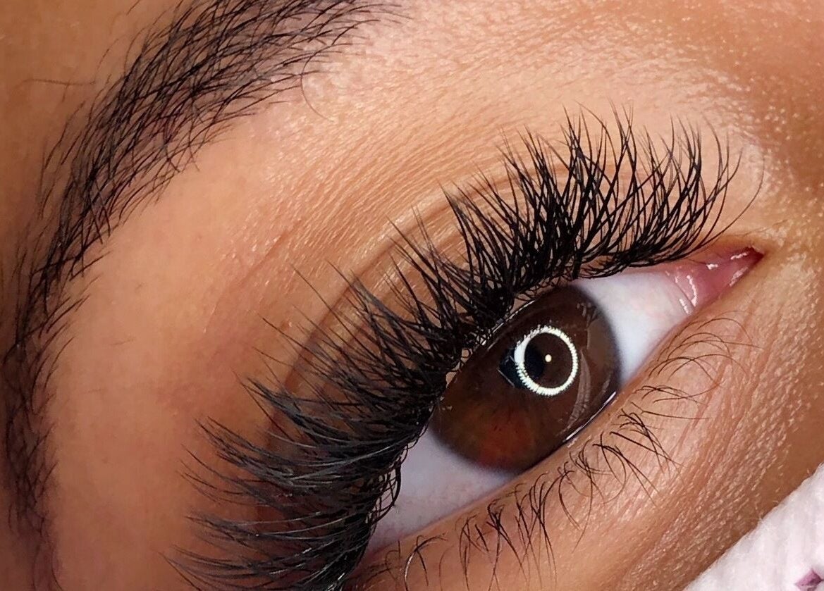 Close-up of expertly styled lashes at Stardust Beauté Studio, Bridgetown, Saint Michael, BB.