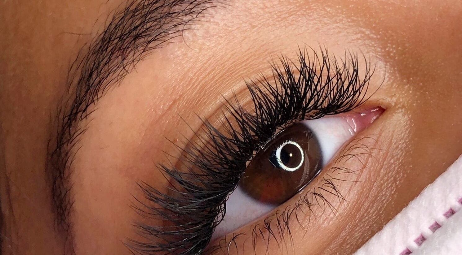 Close-up of expertly styled lashes at Stardust Beauté Studio, Bridgetown, Saint Michael, BB.
