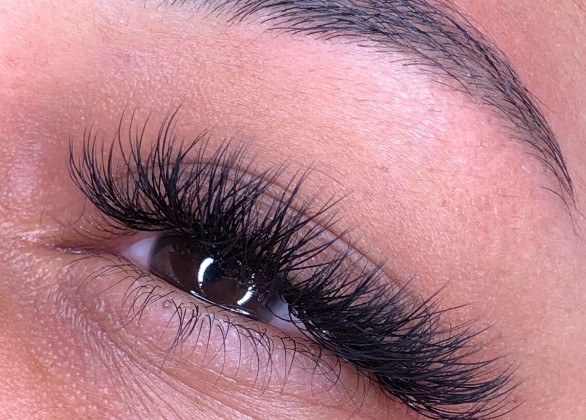 Close-up of eyelash extensions at Stardust Beauté Studio, Bridgetown, Saint Michael, BB.