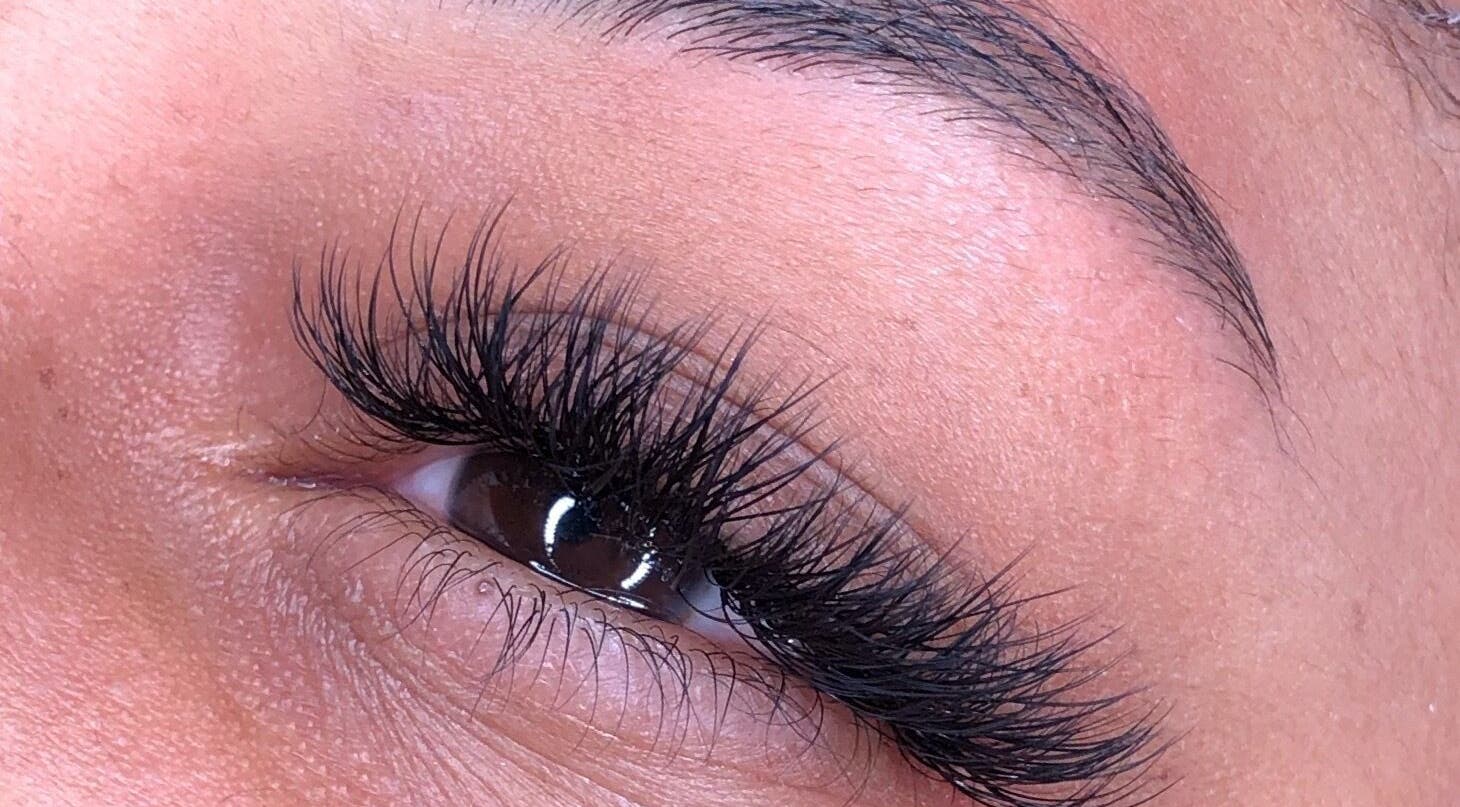 Close-up of eyelash extensions at Stardust Beauté Studio, Bridgetown, Saint Michael, BB.
