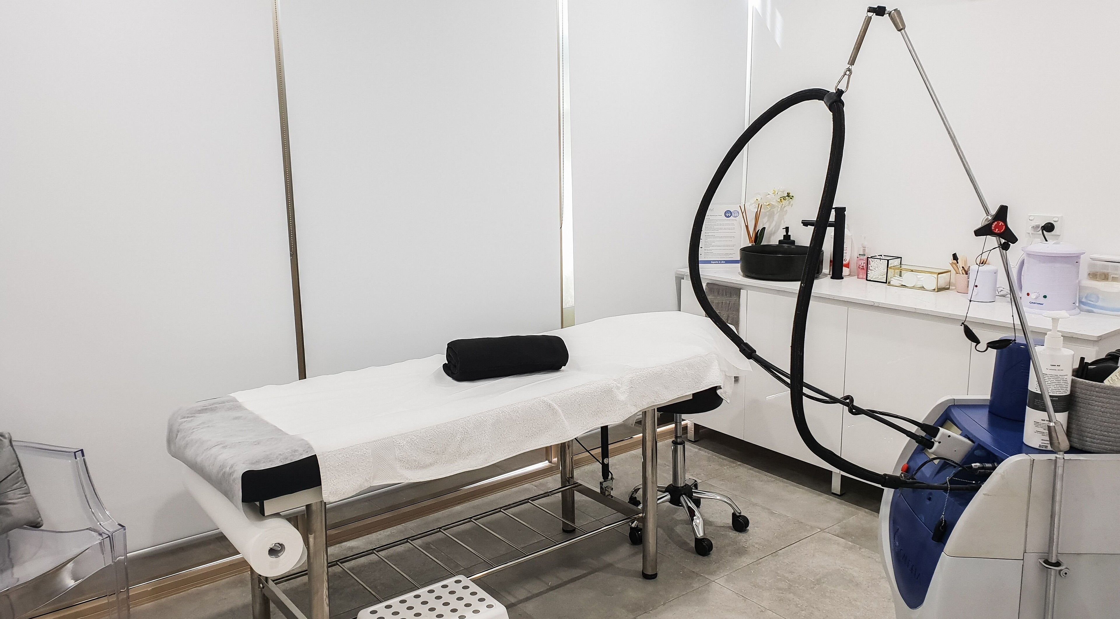 A tranquil treatment room at Pauline's Beauty Spot, Guildford, New South Wales, AU, featuring a modern setup.