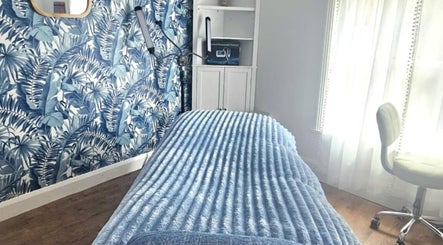 Cozy therapy room with blue decor at Precision Therapy, Hairmonious Emsworth, Emsworth, England, GB.
