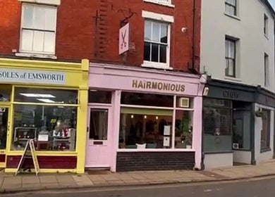 Precision Therapy at Hairmonious Emsworth shopfront in Emsworth, England, GB, welcoming guests.