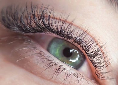 Close-up of eyelash extensions at C-Beauty (Nail-Lash-Spa Massage), Melbourne, Victoria, AU.