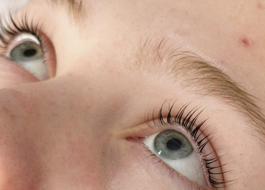 Close-up of expertly styled lashes from The Nail Haven | Barry, showcasing beauty services in Barry, Wales, GB.