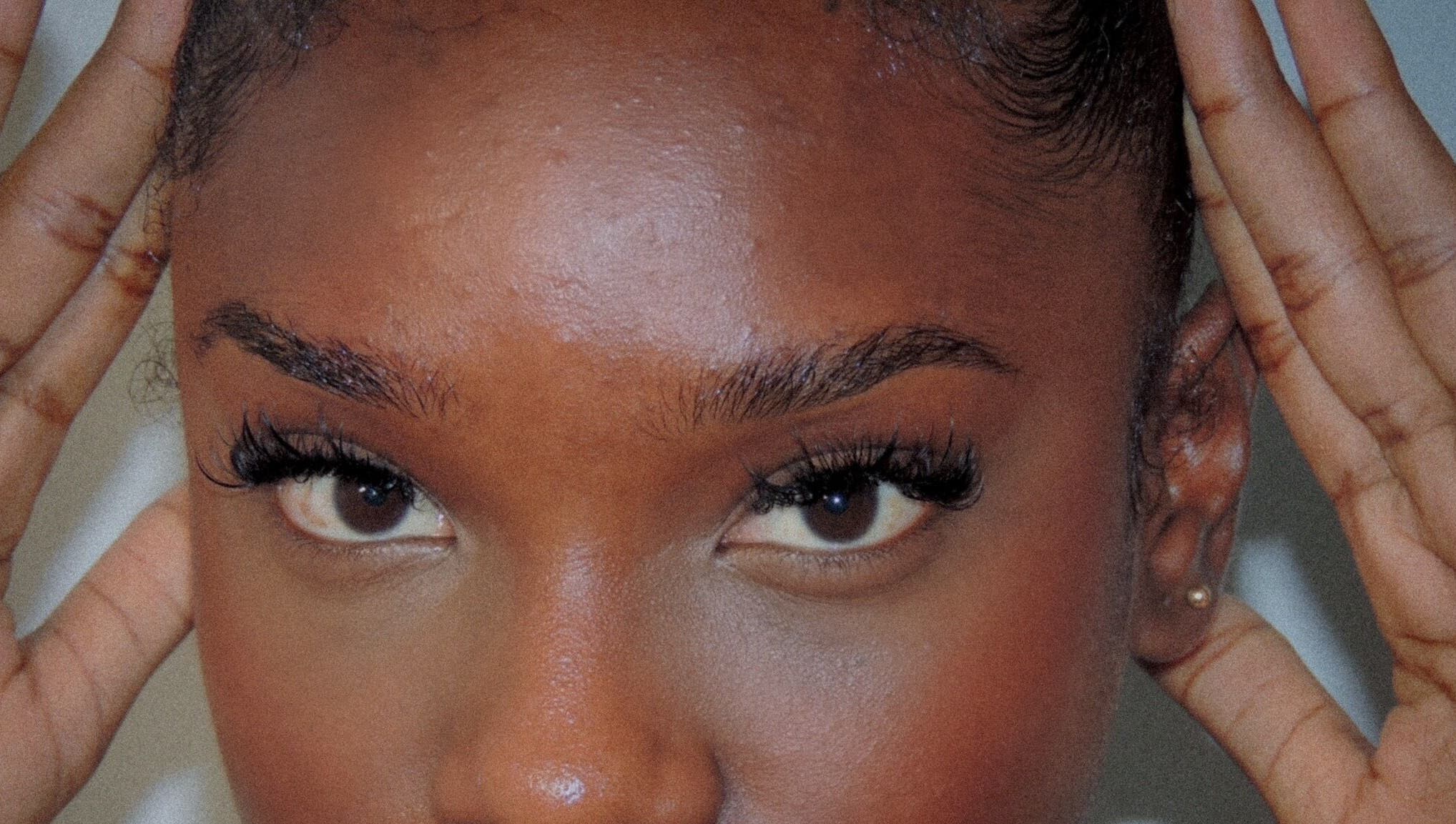 Close-up of elegant eye makeup at D’Luxe Kollection, Cole Bay, Sint Maarten, SX.