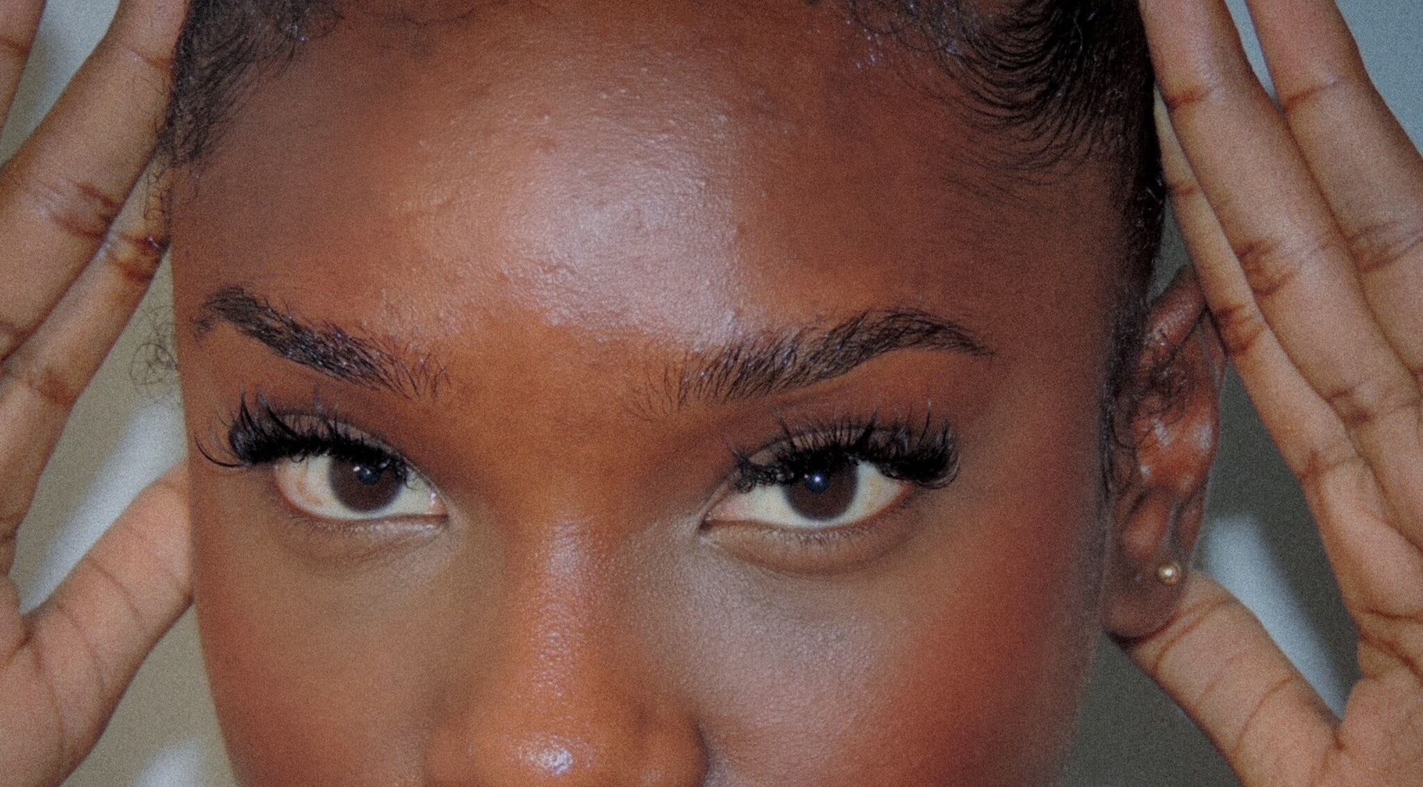 Close-up of elegant eye makeup at D’Luxe Kollection, Cole Bay, Sint Maarten, SX.