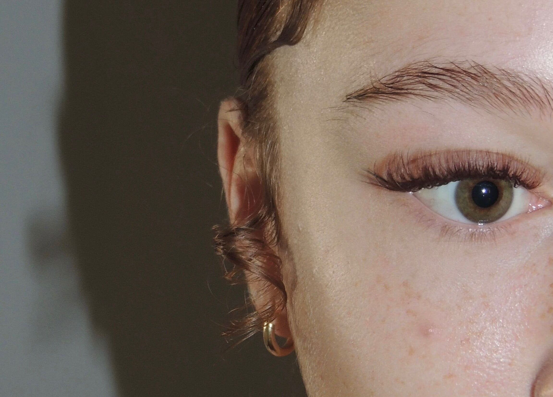 Close-up of a woman's eye with elegant lashes at D’Luxe Kollection, Cole Bay, Sint Maarten, SX.