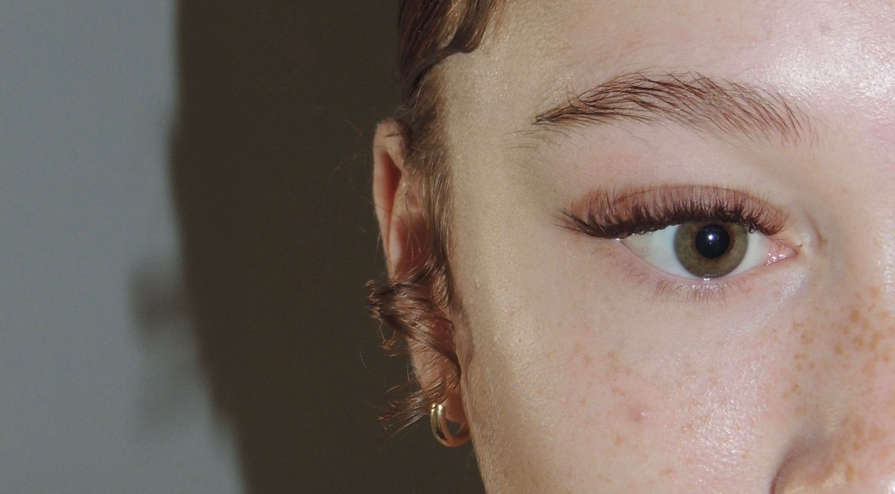 Close-up of a woman's eye with elegant lashes at D’Luxe Kollection, Cole Bay, Sint Maarten, SX.