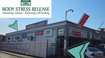 Hartenbos Body Stress Release building exterior in Mossel Bay, Western Cape, ZA on a sunny day.