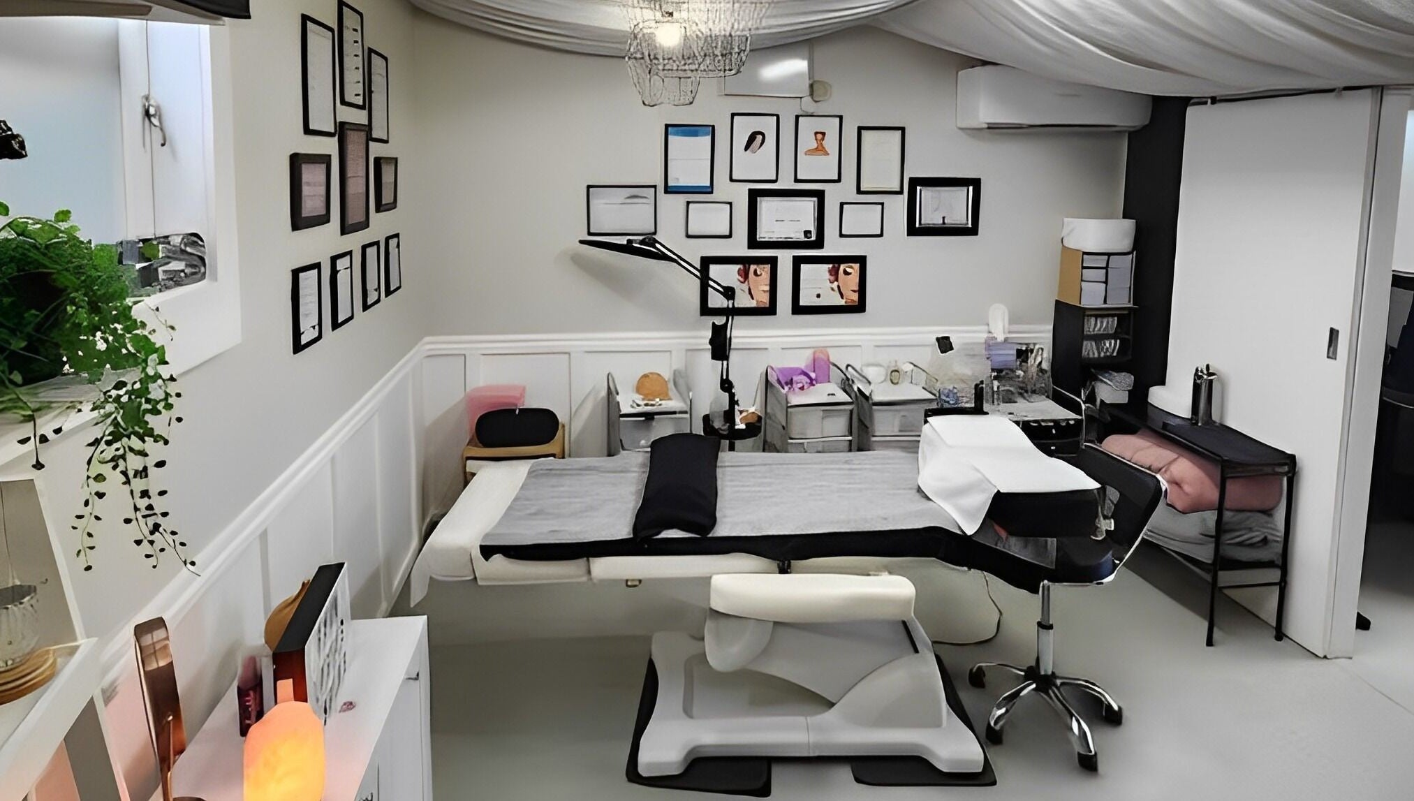 Tranquil treatment room at Performance - Hair, Lashes and Brows, Te Awamutu, Waikato, NZ, featuring modern decor.