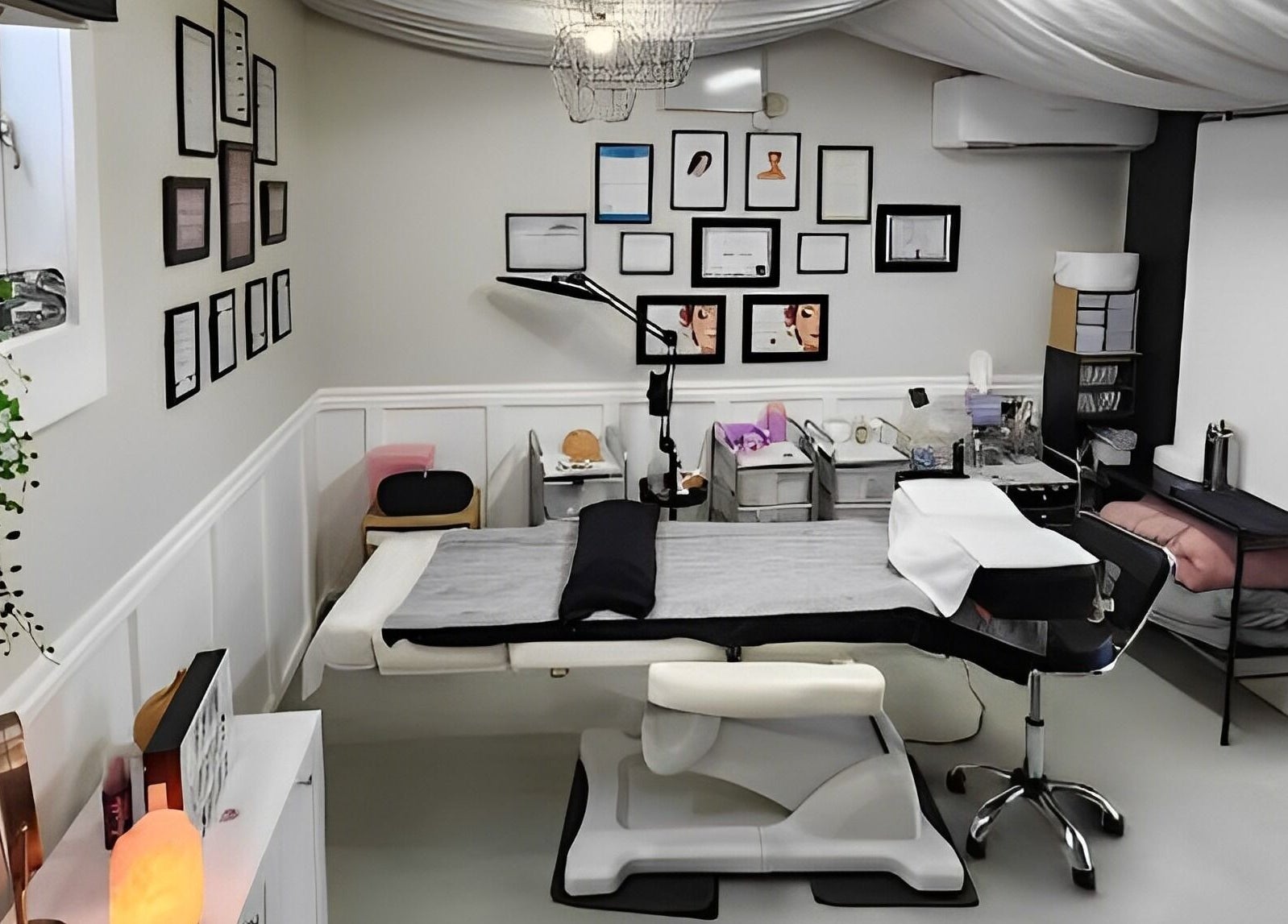 Tranquil treatment room at Performance - Hair, Lashes and Brows, Te Awamutu, Waikato, NZ, featuring modern decor.
